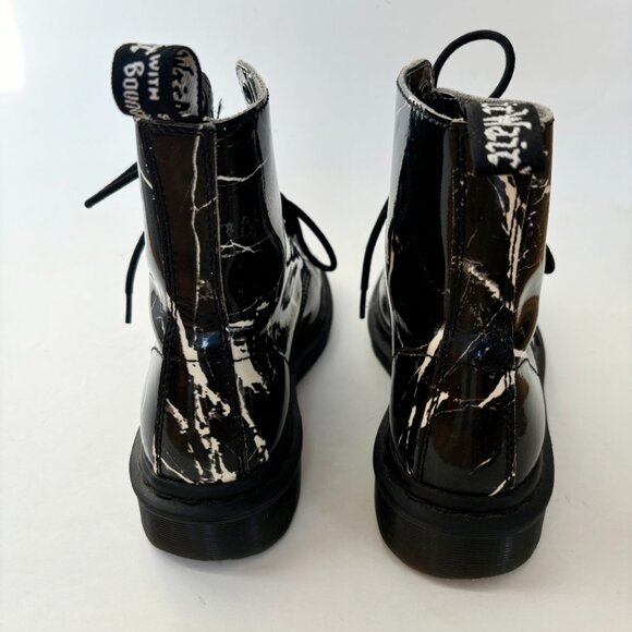 Dr. Martens Marble Boots 1460 Pascal Black White Print Lace Patent 4 EU 37 US 6 - Picture 3 of 7
